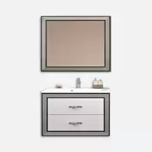 Комплект мебели Opadiris Карат 100 белый/серебро (тумба с раковиной + зеркало) 1000х595х450